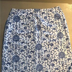 Ralph Lauren White Skirt with Blue Floral Pattern
